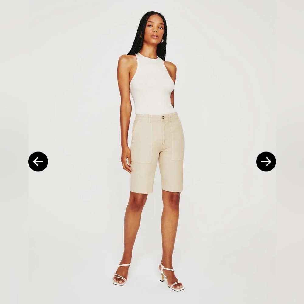 AG Women’s Wes Cotton & Linen Shorts Sand Color Size 26 (Waist 28) NWT MSRP$178
